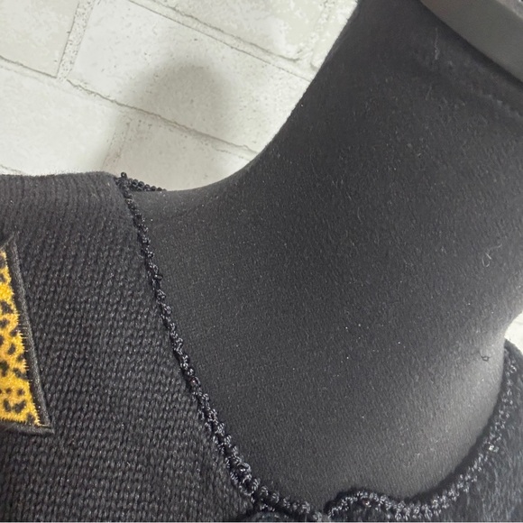 Vintage Just B Black Checkered Cardigan w/ Christmas Tree & Wreath Appliqués XL - Picture 16 of 16